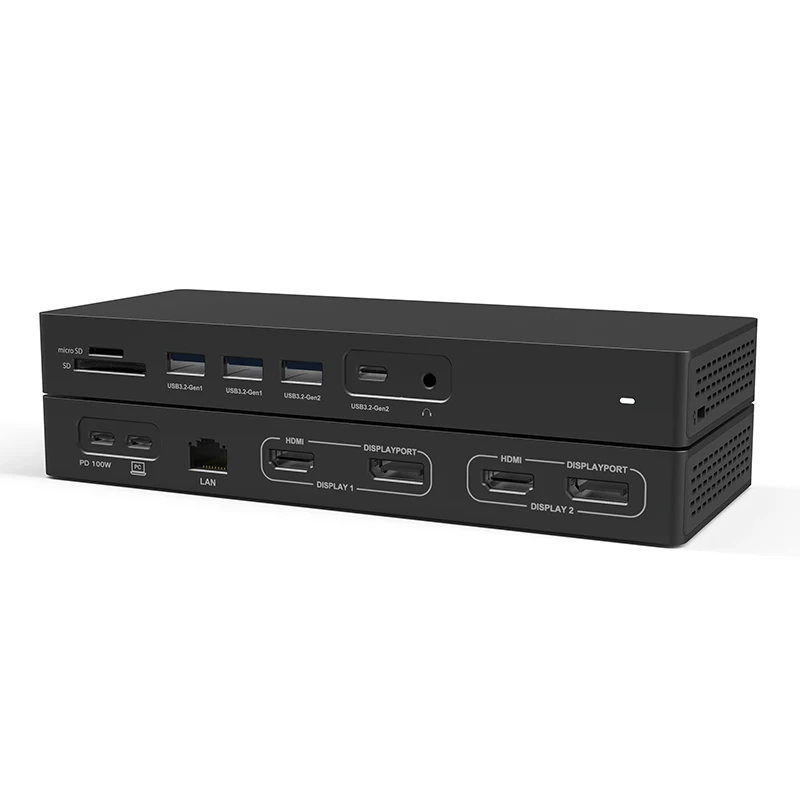 Docking Station Displaylink Dual 4K - 14포트 도킹 스테이션 4모니터 HDTV*2 DP*2