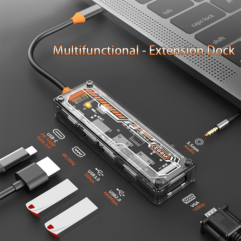 Docking Station For Macbook Pro - 맥북 프로/에어용 6-in-1 USB-C 허브, 타입-C
