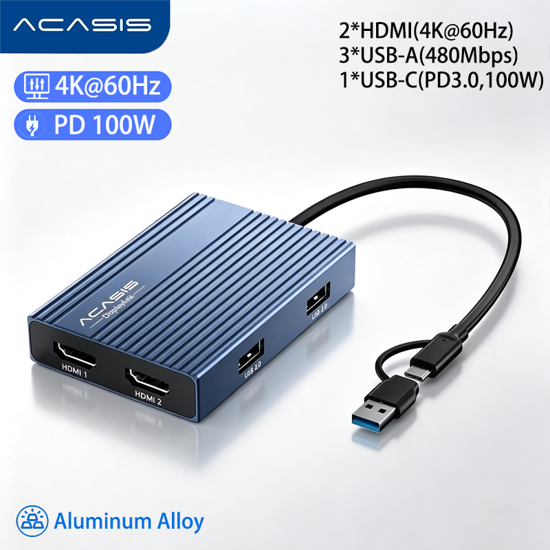 Docking Station Displaylink Dual 4K - ACASIS USB-C 도킹 스테이션, DisplayLink 듀얼