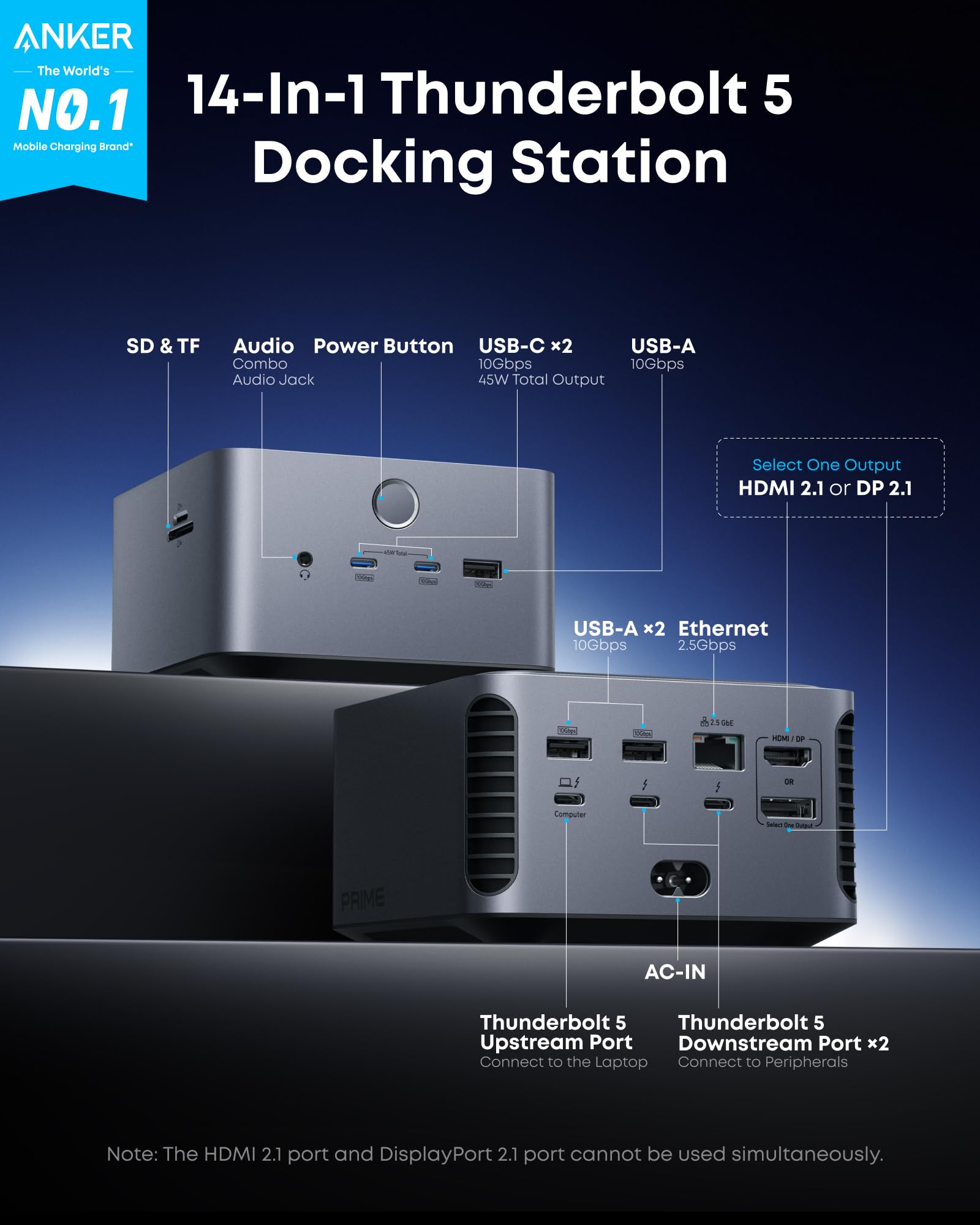 Docking Station Thunderbolt 4 - 앵커 프라임 TB5 썬더볼트 5/4 도킹