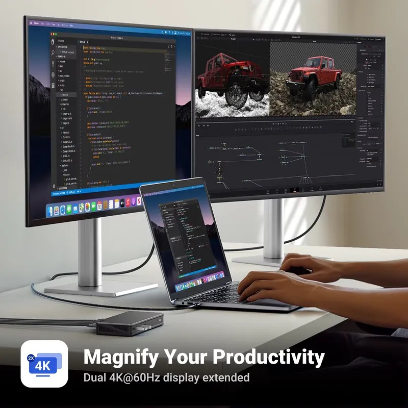 Docking Station Displaylink Dual 4K - UGREEN DisplayLink 도킹 스테이션, 2개의 DP