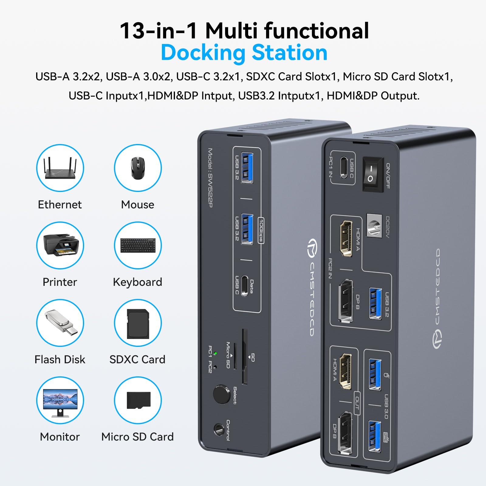 Docking Station Dual Monitor Dp Hdmi - USB C KVM 스위치 2개 모니터