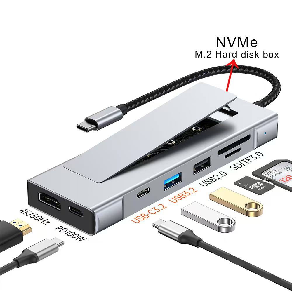 Usb C Hub With M.2 Nvme Slot - 8-in-1 USB C 허브(M.2 NVMe/SATA SSD