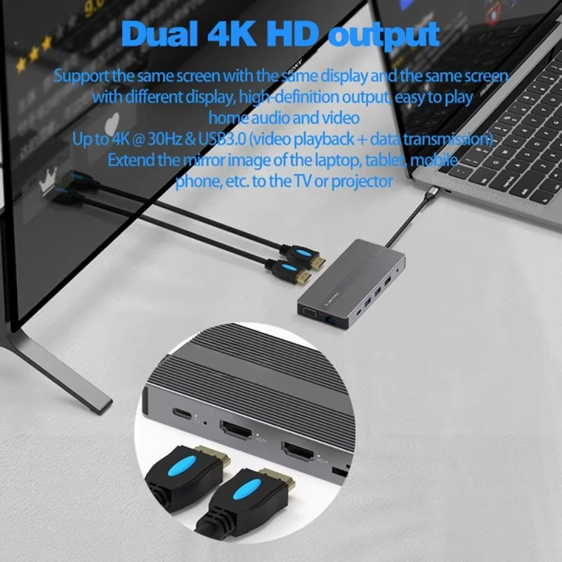 EE1 노트북 도킹 스테이션 12 in 1 타입-C 휴 - Usb C Hub 12 In 1 Triple Display 리뷰 및 가격