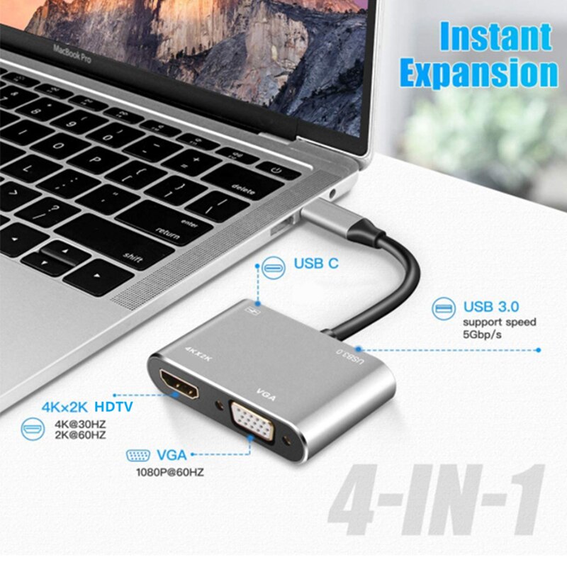 4 in 1 USB C 허브 멀티포트 어댑터 도킹 스테 - Usb C Dock Dual Hdmi 4K 리뷰 및 가격
