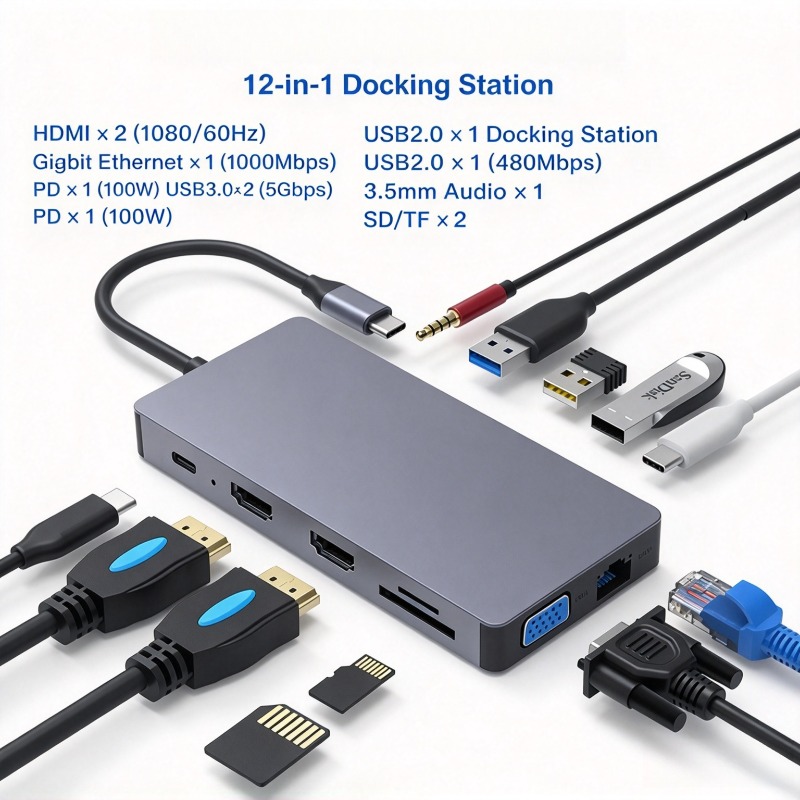 Type-C 도킹 스테이션, 12-in-1 USB-C  - Usb C Hub 12 In 1 Triple Display 리뷰 및 가격