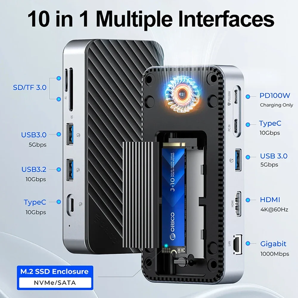 냉각 팬이 있는 ORICO USB C 허브 M.2 NV - Usb C Hub Sd Card Reader 4K Hdmi 리뷰 및 가격