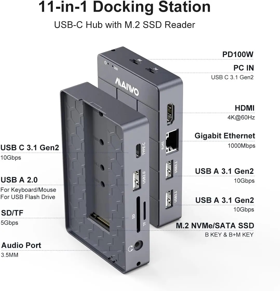 MAIWO M.2 NVME SATA SSD 인클로저 1 - Usb C Hub With M.2 Nvme Slot 리뷰 및 가격