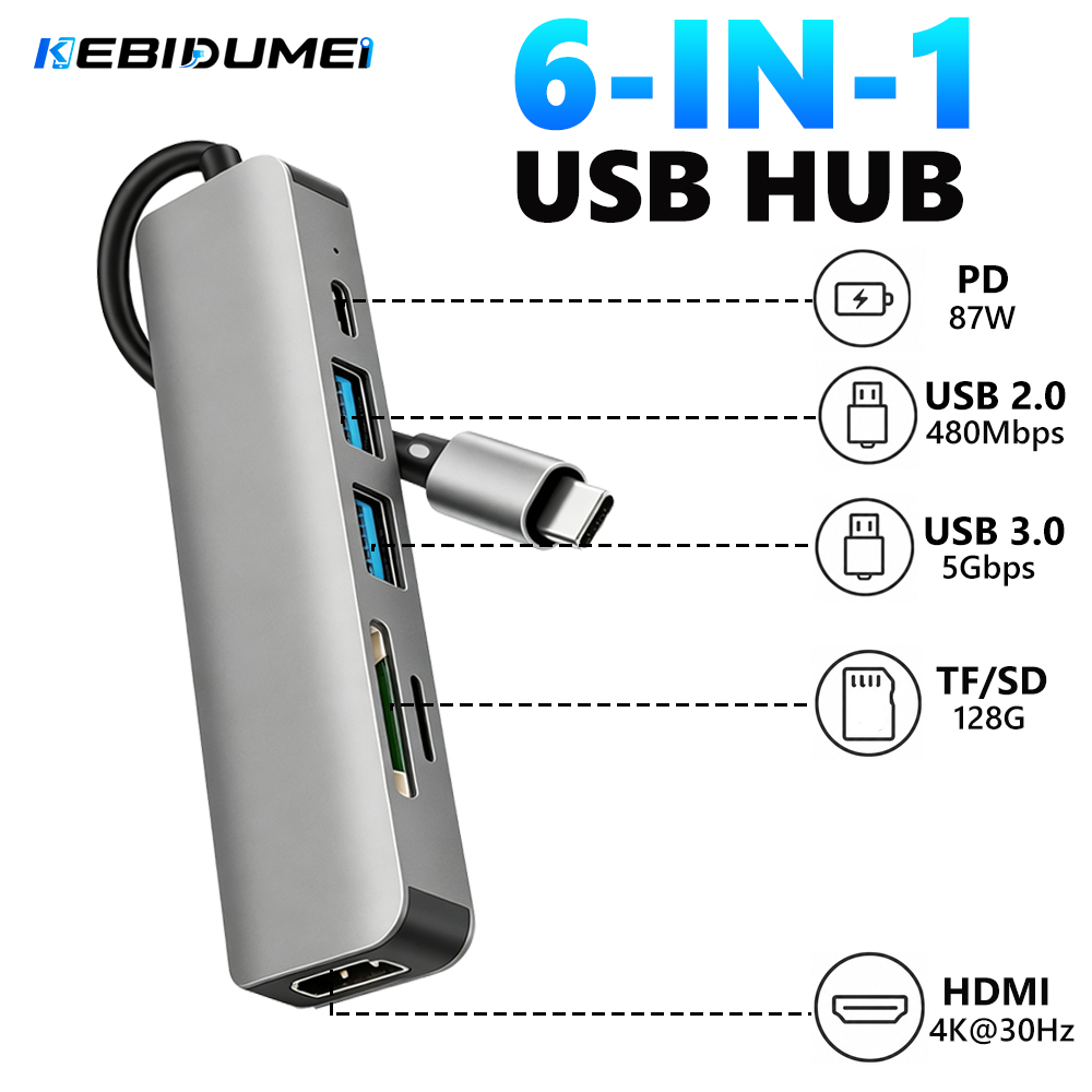 KEBIDUMEI 6 in 1 USB 3.0 허브 타입 - Usb C Hub Sd Card Reader 4K Hdmi 리뷰 및 가격