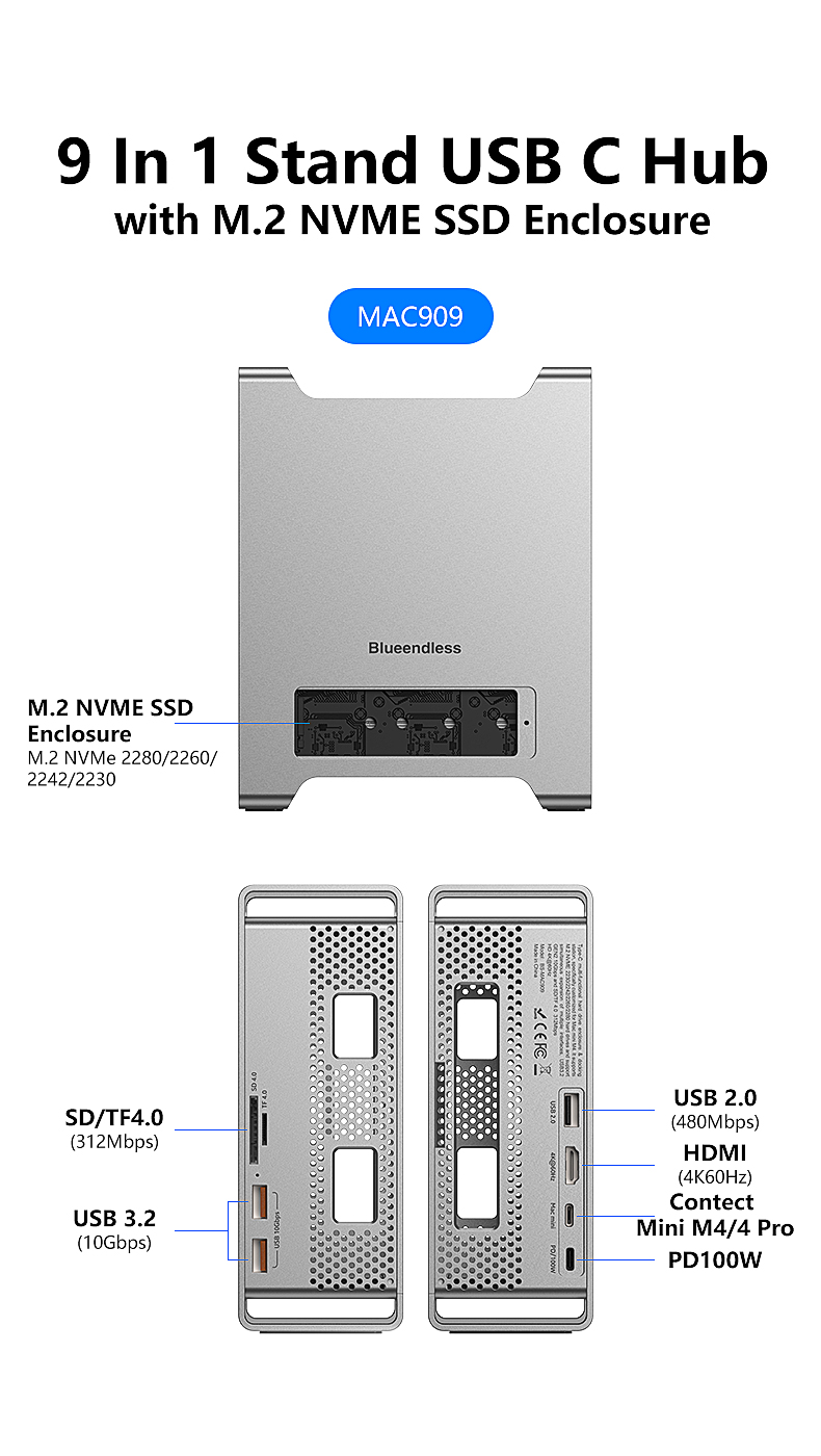 맥 미니 M4/M4 프로용 M.2 NVME SSD 슬롯 - Usb C Hub With M.2 Nvme Slot 리뷰 및 가격