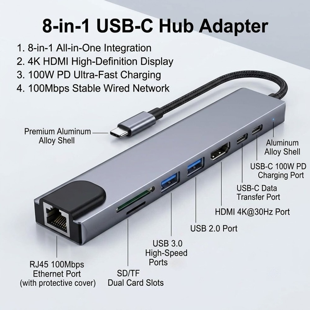 8 in 1 타입 C 허브 도킹 스테이션 HDMI 4K - Usb C Dock Dual Hdmi 4K 리뷰 및 가격