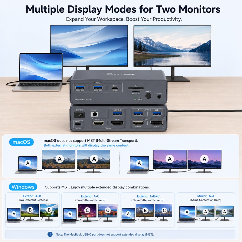 JCYMELE 듀얼 모니터 USB-C KVM 스위치 도 - Docking Station Dual Monitor Dp Hdmi 리뷰 및 가격