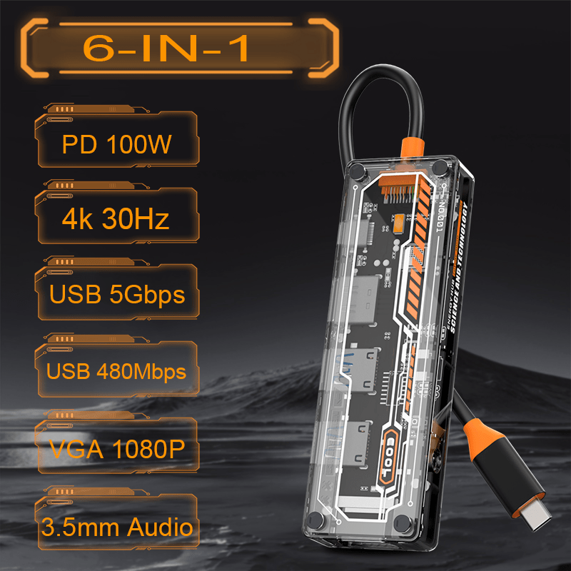 맥북 프로/에어용 6-in-1 USB-C 허브, 타입- - Docking Station For Macbook Pro 리뷰 및 가격