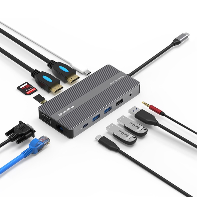 노트북 도킹 스테이션 12 in 1 타입-C 휴대용 U - Usb C Hub 12 In 1 Triple Display 리뷰 및 가격