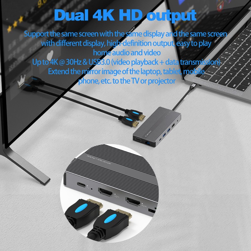 노트북 도킹 스테이션 12 in 1 타입-C 휴대용 U - Usb C Hub 12 In 1 Triple Display 리뷰 및 가격
