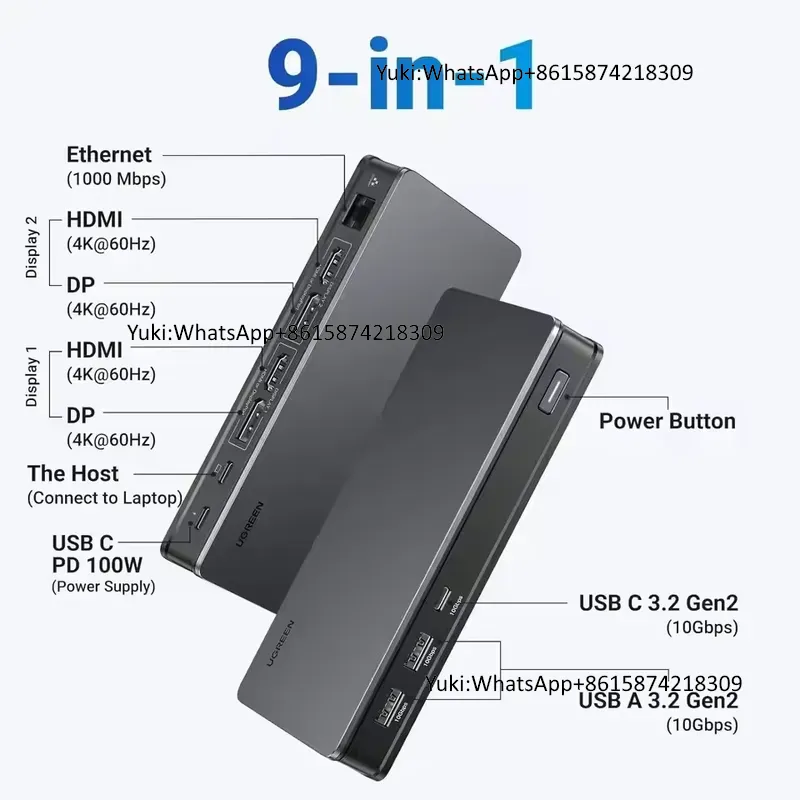 CM615 유그린 레보독 프로 209 9 in 1 US - Docking Station Displaylink Dual 4K 리뷰 및 가격