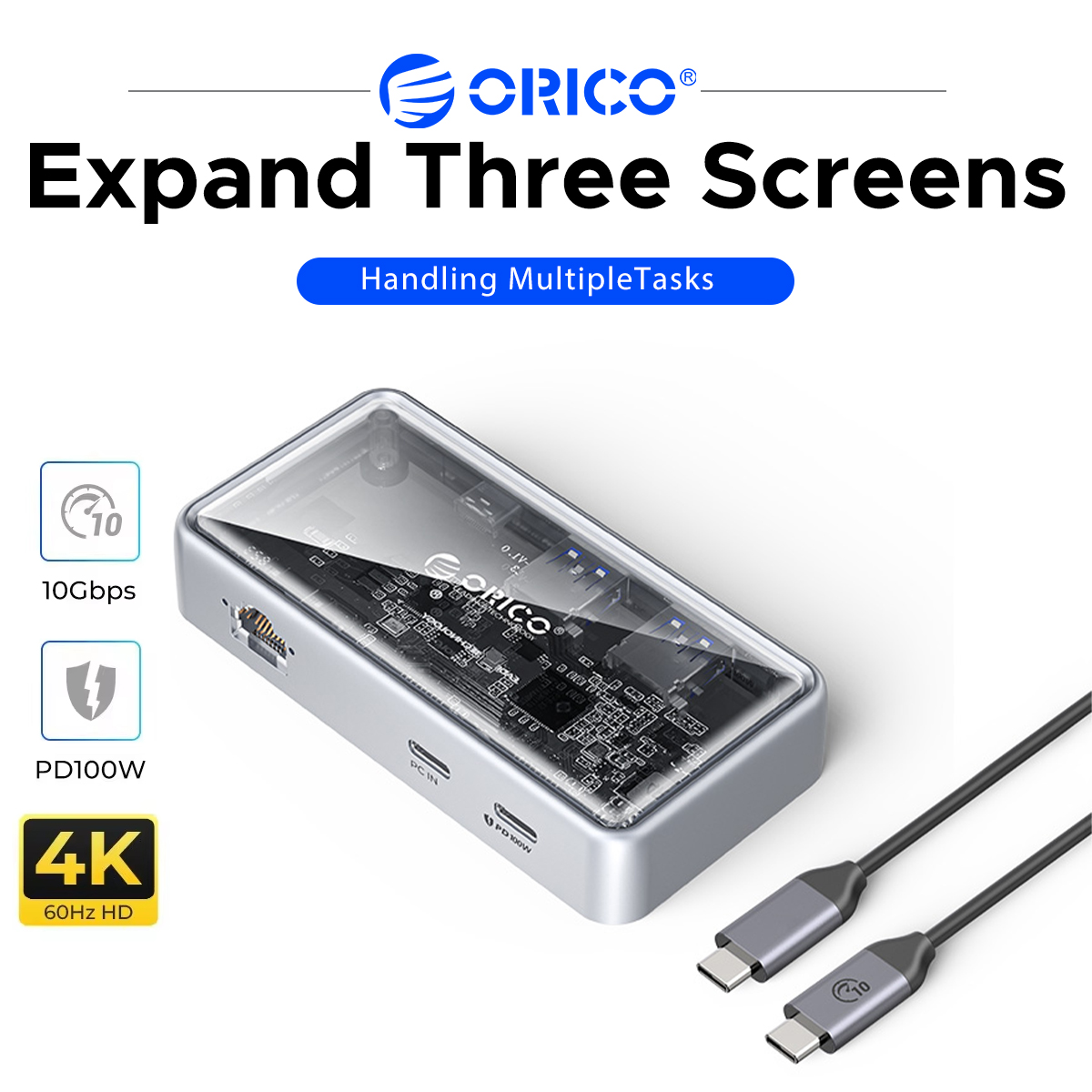 ORICO 투명 USB C 도킹 스테이션 MST 트리플 - Usb C Hub Ethernet 2.5G 리뷰 및 가격