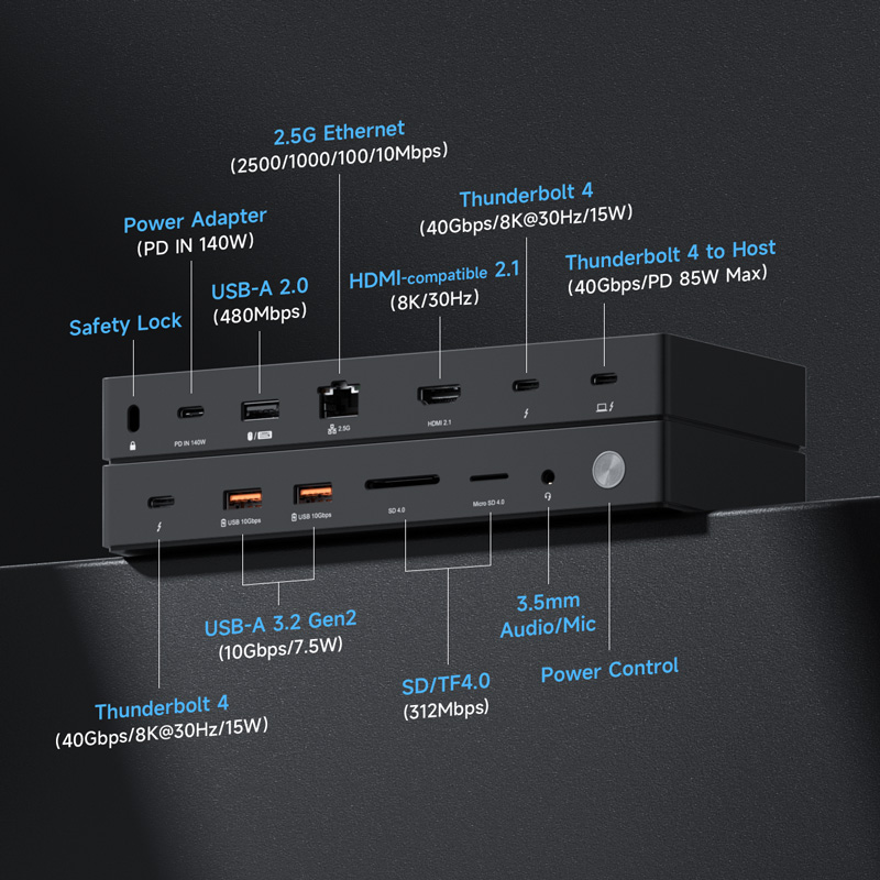 듀얼 모니터 8K/4K 디스플레이 도크가 포함된 Hag - Docking Station Thunderbolt 4 리뷰 및 가격