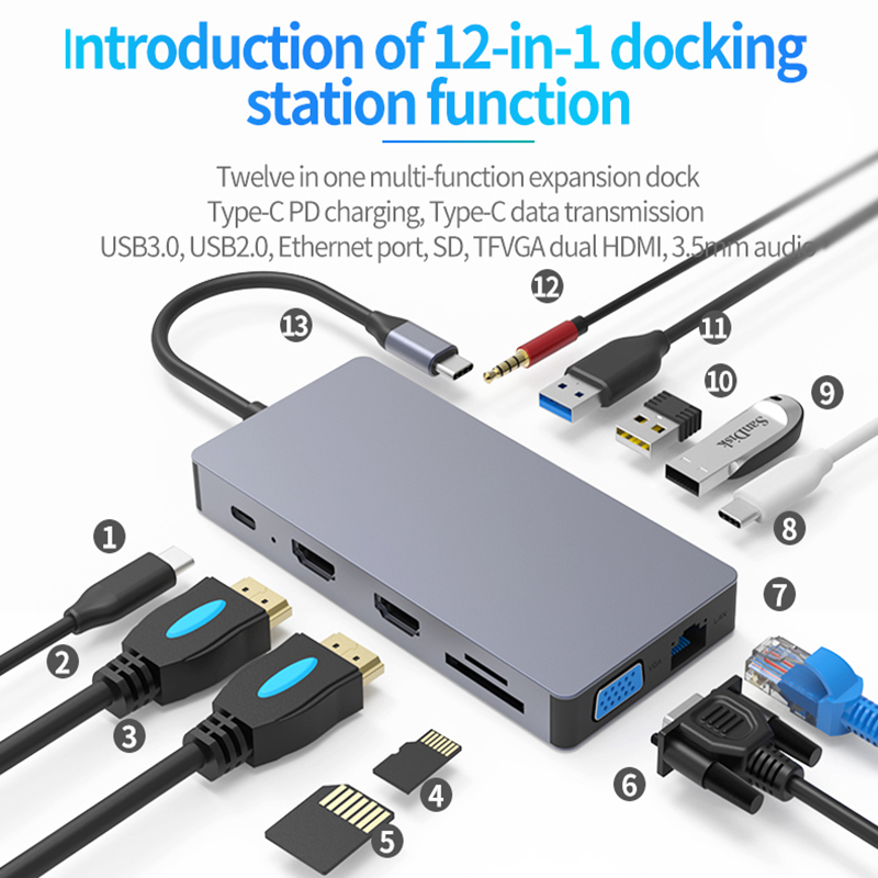 12 in 1 USB C 멀티포트 도킹 스테이션 MST - Usb C Hub 12 In 1 Triple Display 리뷰 및 가격