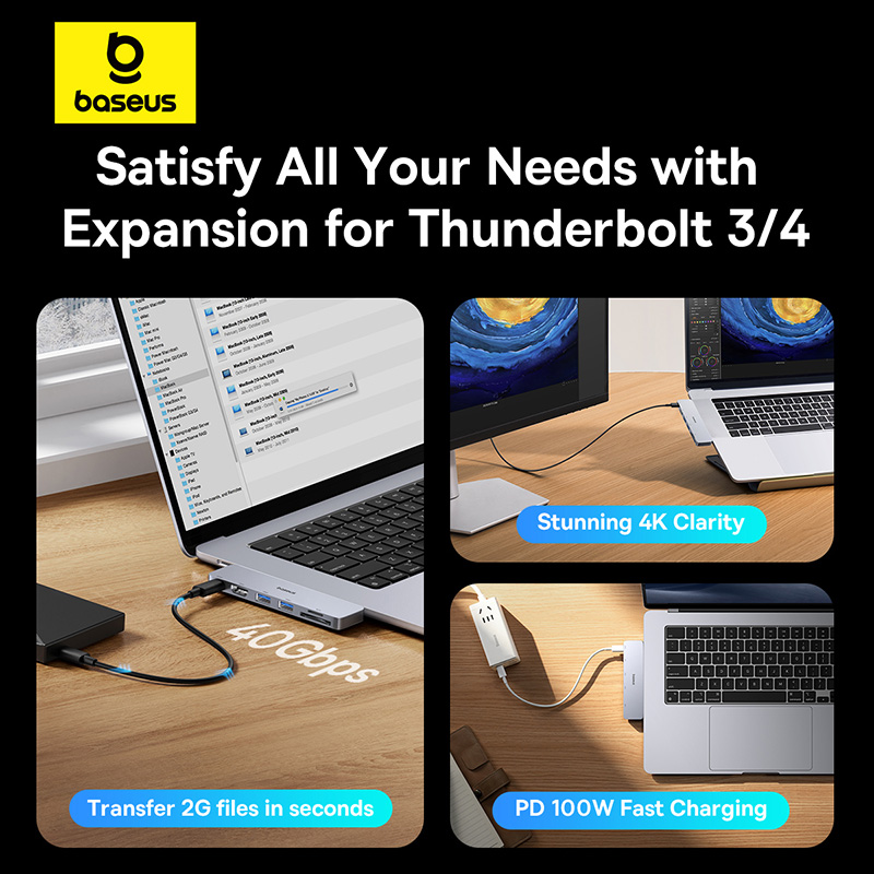 Baseus 듀얼 USB-C 허브-HDMI 호환 4K  - Docking Station Thunderbolt 4 리뷰 및 가격
