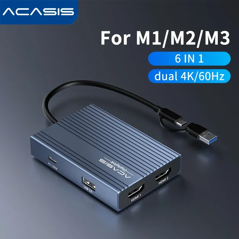 Acasis 6-in-1 USB-C 도킹 스테이션 (D - Docking Station Displaylink Dual 4K 리뷰 및 가격
