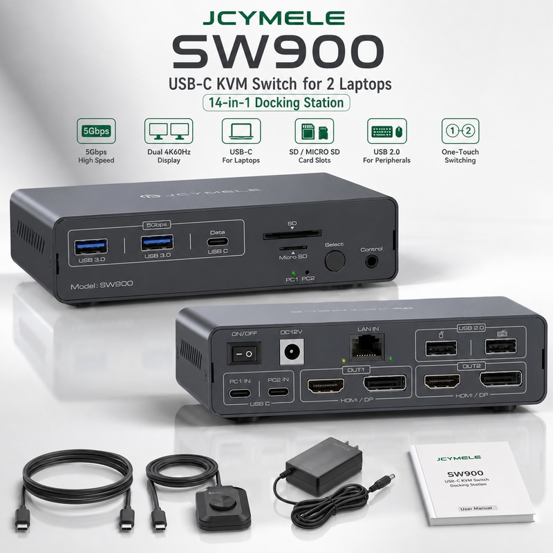 14-in-1 USB-C KVM 도킹 스테이션 듀얼 노 - Docking Station Dual Monitor Dp Hdmi 리뷰 및 가격