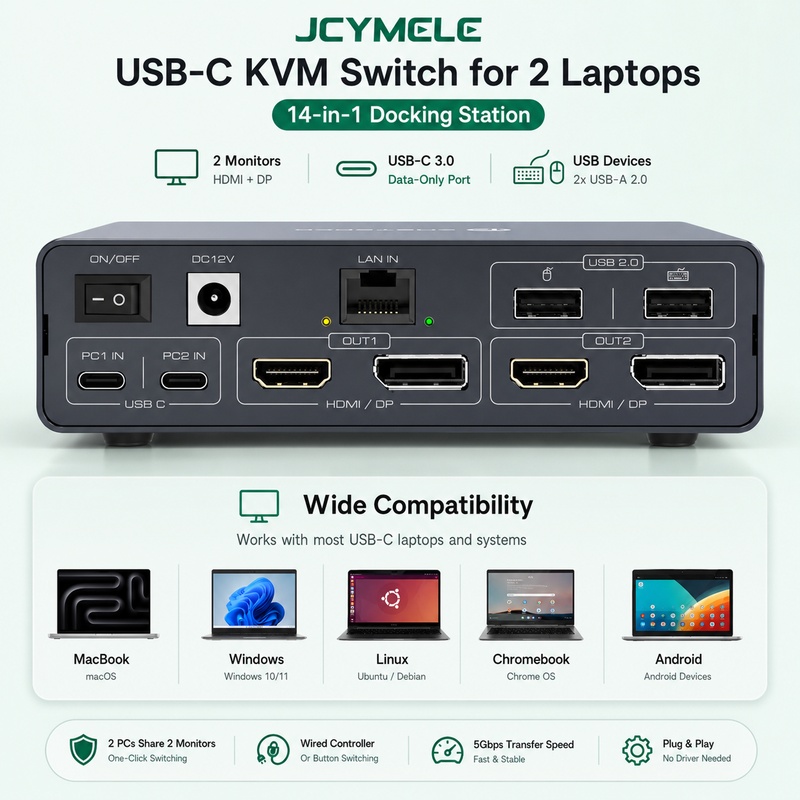 14-in-1 USB-C KVM 도킹 스테이션 듀얼 노 - Docking Station Dual Monitor Dp Hdmi 리뷰 및 가격