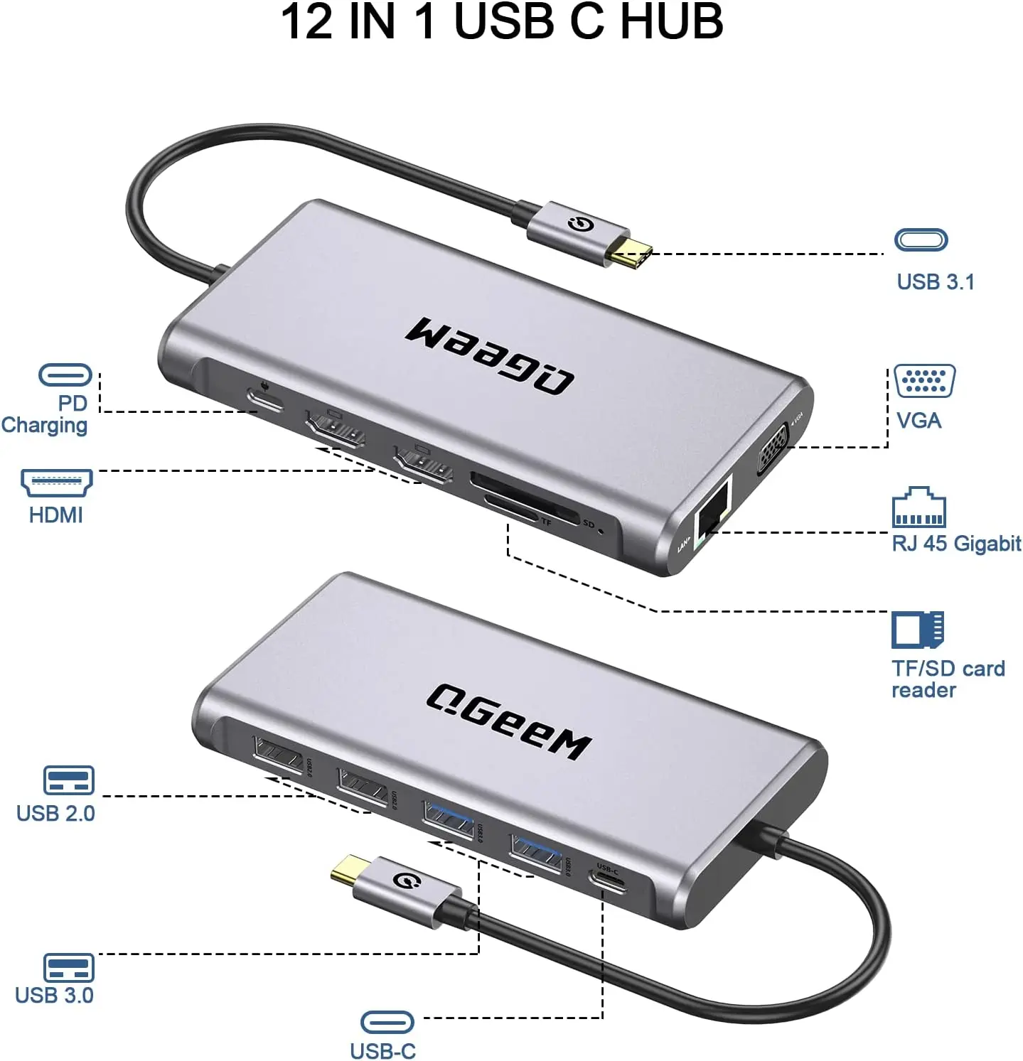 QGeeM USB C 허브 for Macbook Pro - Usb C Hub 12 In 1 Triple Display 리뷰 및 가격